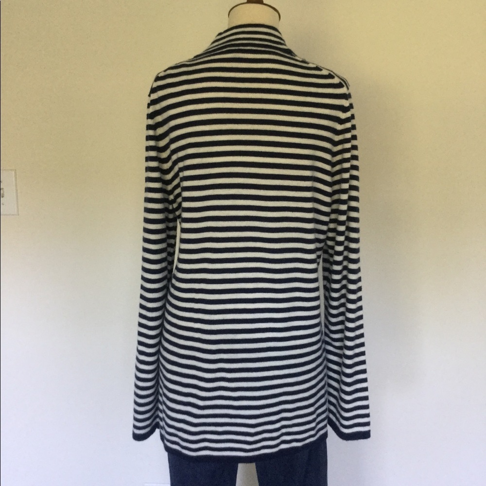 Talbots Lambswool Navy Stripe Open-Front Cardigan Size L - Picture 4 of 4